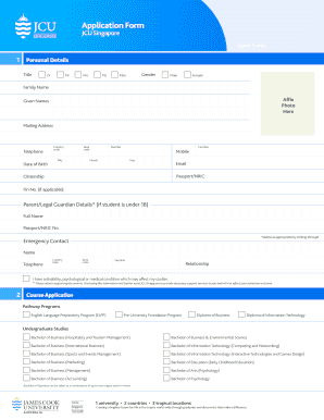 JCU Singapore Application Form