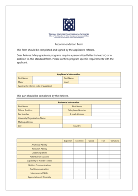 Graduate Program Recommendation Form