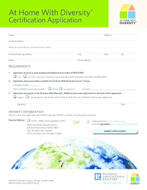At Home With Diversity Certification Application