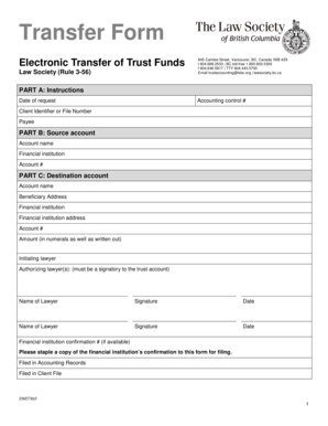 Electronic Transfer of Trust Funds Form