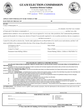 Guam Absentee Ballot Application