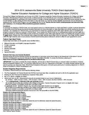 Fillable Online jsu TEACH 1 - jsu Fax Email Print - pdfFiller
