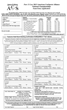 2013 American CueSports Alliance National Championships Team Entry Application