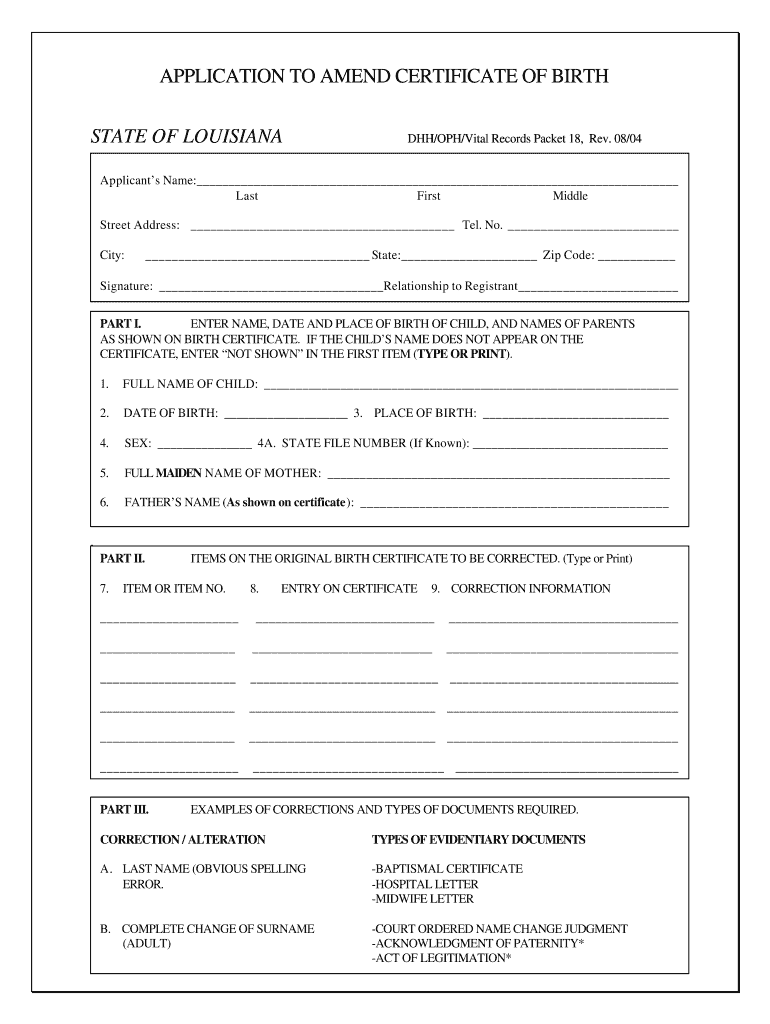 Repair possible shampoo agreement Louisiana Packet Certificate Birth - Fill Online, Printable, Fillable,  Blank | pdfFiller
