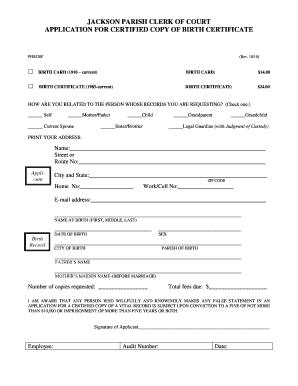 Louisiana Birth Certificate Application