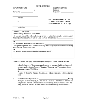 Maine Motion for Service by Alternate Means