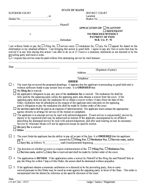 Maine Application to Proceed Without Payment of Fees