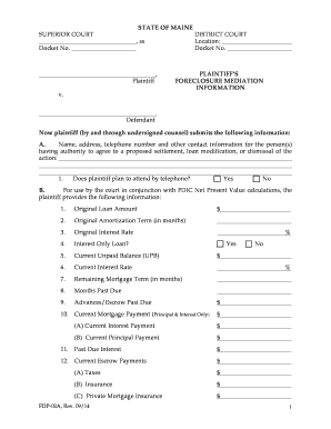 Maine Foreclosure Mediation Information Form