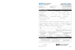 Blue Cross and Blue Shield of North Carolina Group Dental Application