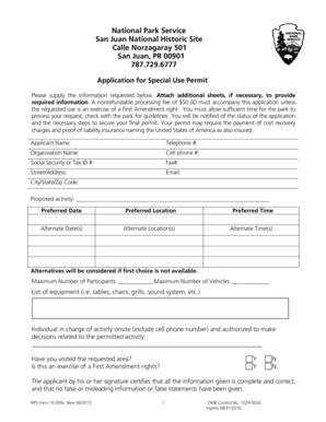 National Park Service Special Use Permit Application