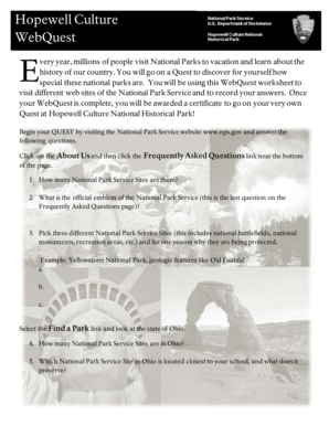 Hopewell Culture WebQuest Worksheet