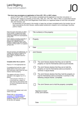 UK Joint Ownership Declaration of Trust Form
