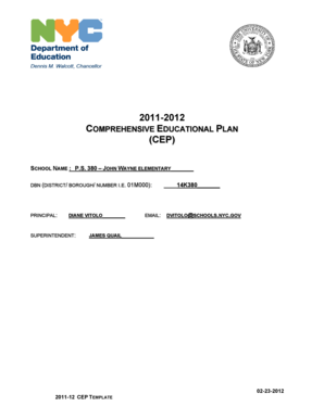 Comprehensive Educational Plan Template