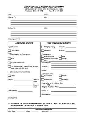 Title Insurance Order Form