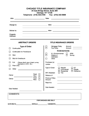 Title Insurance Order Form