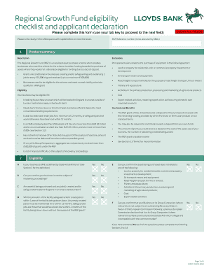 Regional Growth Fund Eligibility Checklist
