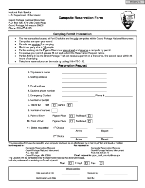 Campsite Reservation Form