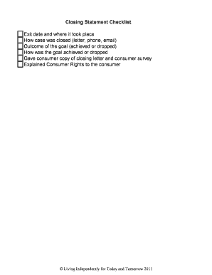 Closing Statement Checklist