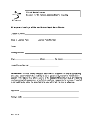 Request for In-Person Administrative Hearing