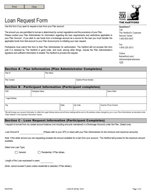 Retirement Plan Loan Request Form