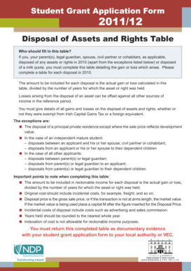 Student Grant Application Form