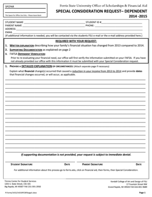 Special Consideration Request– Dependent