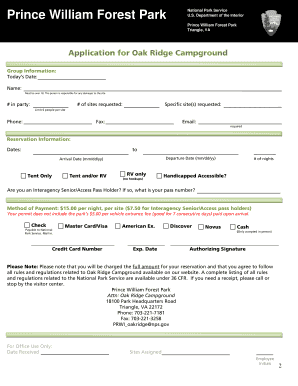Oak Ridge Campground Application