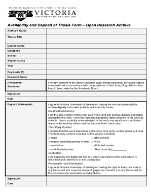 Thesis Availability and Deposit Form