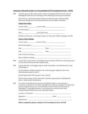 Consent to Record Lecture or Presentation