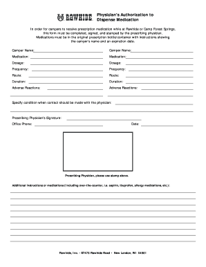 Physician’s Authorization to Dispense Medication