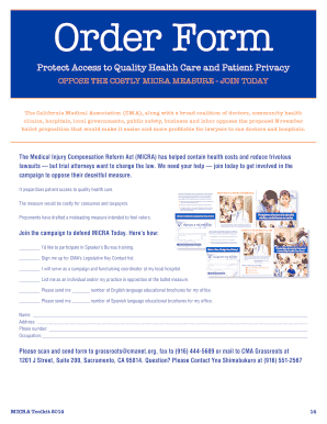 California MICRA Measure Opposition Pledge Card