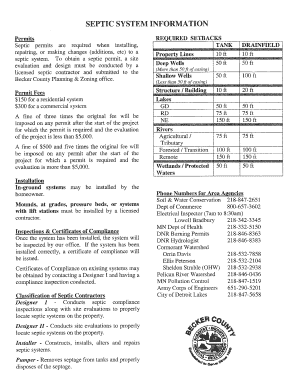 Fillable Online SEPTIC SYSTEM INFORMATION - Becker County, Minnesota ...