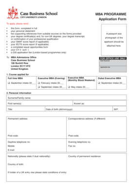 MBA Programme Application Form