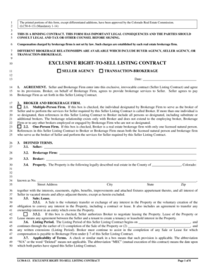 Colorado Exclusive Right-to-Sell Listing Contract