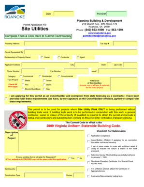 Roanoke Site Utility Permit Application