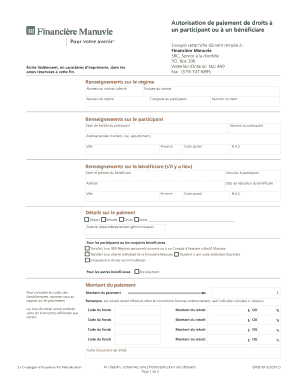 Autorisation de paiement de droits à un participant ou à un bénéficiare