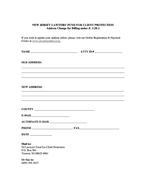 New Jersey Address Change for Billing