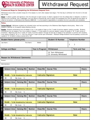 University of Oklahoma Withdrawal Request Form
