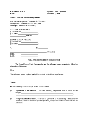 New Mexico Plea and Disposition Agreement