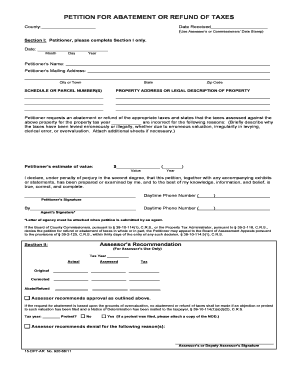 Petition for Abatement or Refund of Taxes