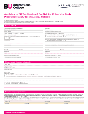 BU Pre-Sessional English Application Form