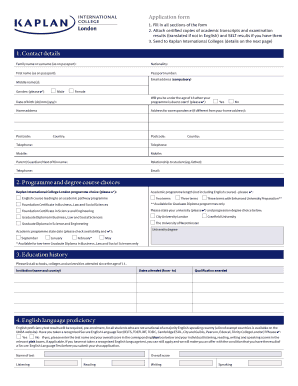 Kaplan International College Application Form