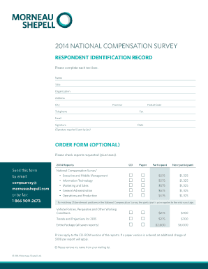 2014 National Compensation Survey Order Form