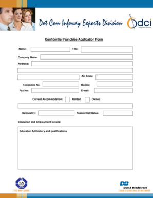 Confidential Franchise Application Form