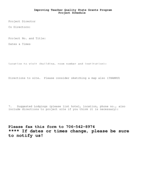 Construction schedule template - Project Schedule Form - Teacher Quality - teacherquality coe uga