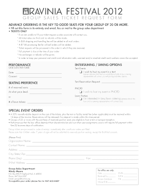 Group Sales Ticket Request Form