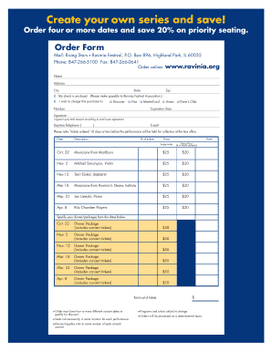 Ravinia Festival Concert Order Form