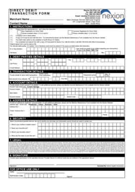 Nexion Direct Debit Transaction Form
