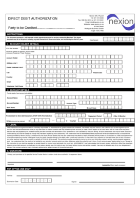 Nexion SA Direct Debit Authorization