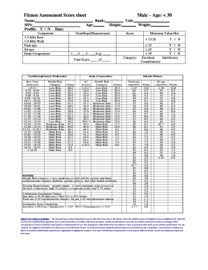 Fitness Assessment Score Sheet